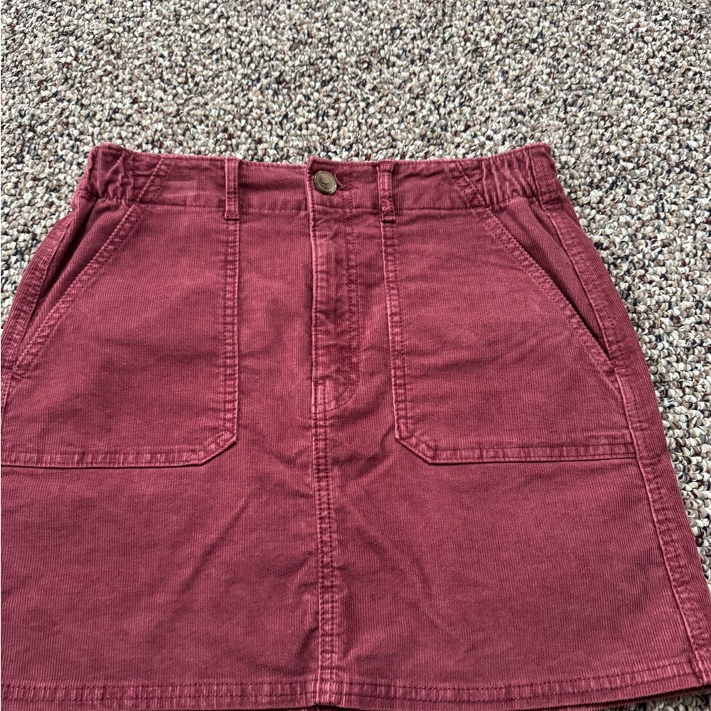 Maroon Corduroy Mini Skirt